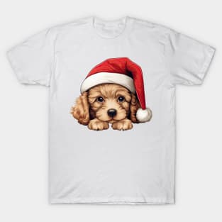 Christmas Peeking Poodle Dog T-Shirt